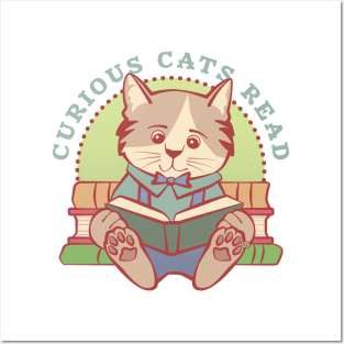 Curious Cats Read Boy Posters and Art